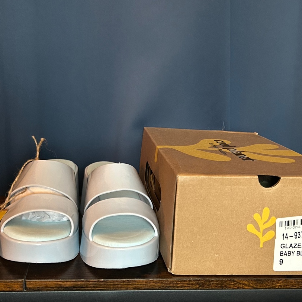 Cool Planet Steve Madden Baby Blue Platform Jelly Sandals - Picture 3 of 4